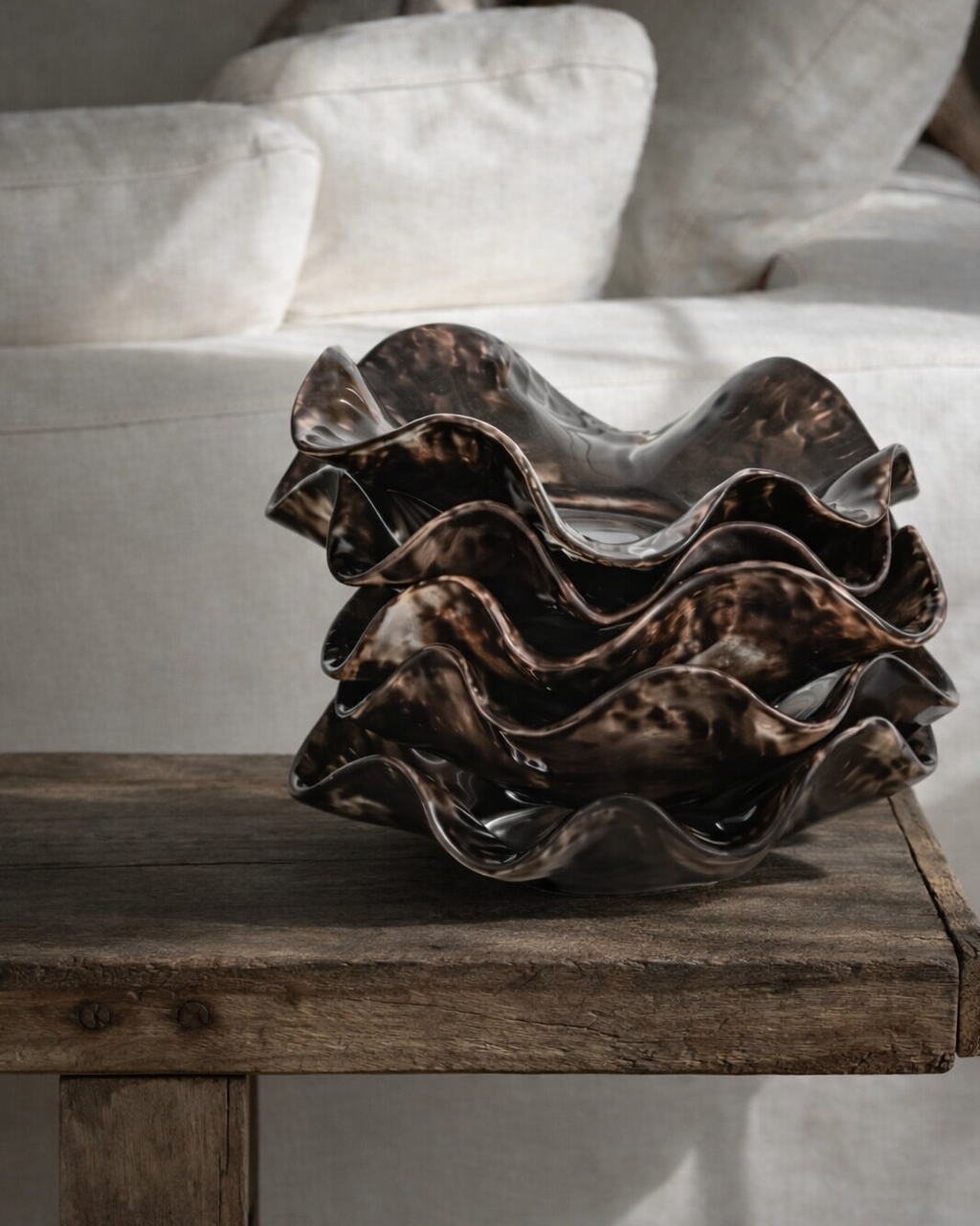 Salad / Pasta Plate with Shell Rim Design in Espresso