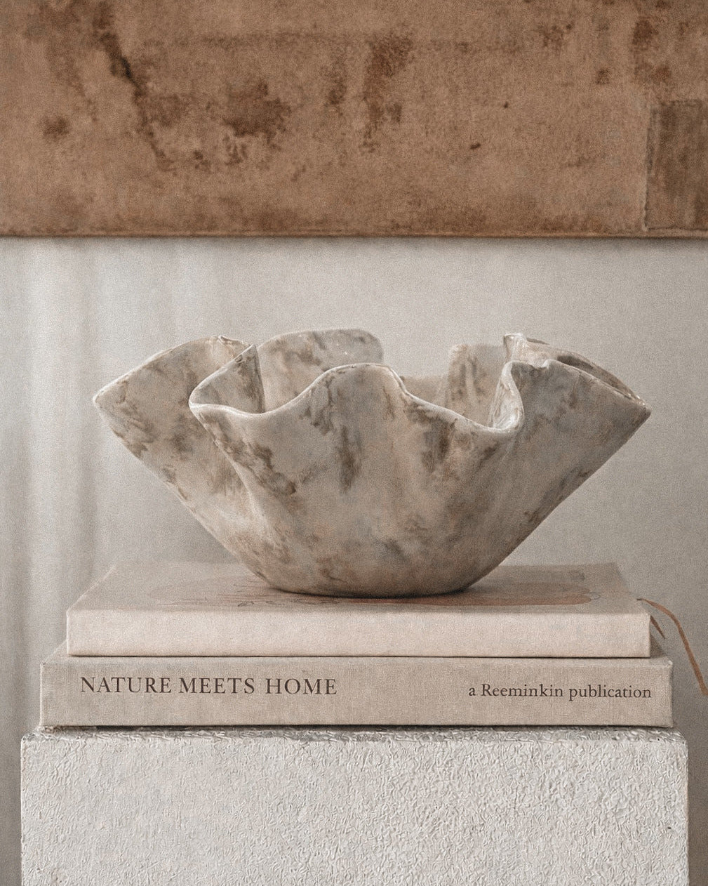 Sculptural Serving Bowl with Irregular Edges in Stone