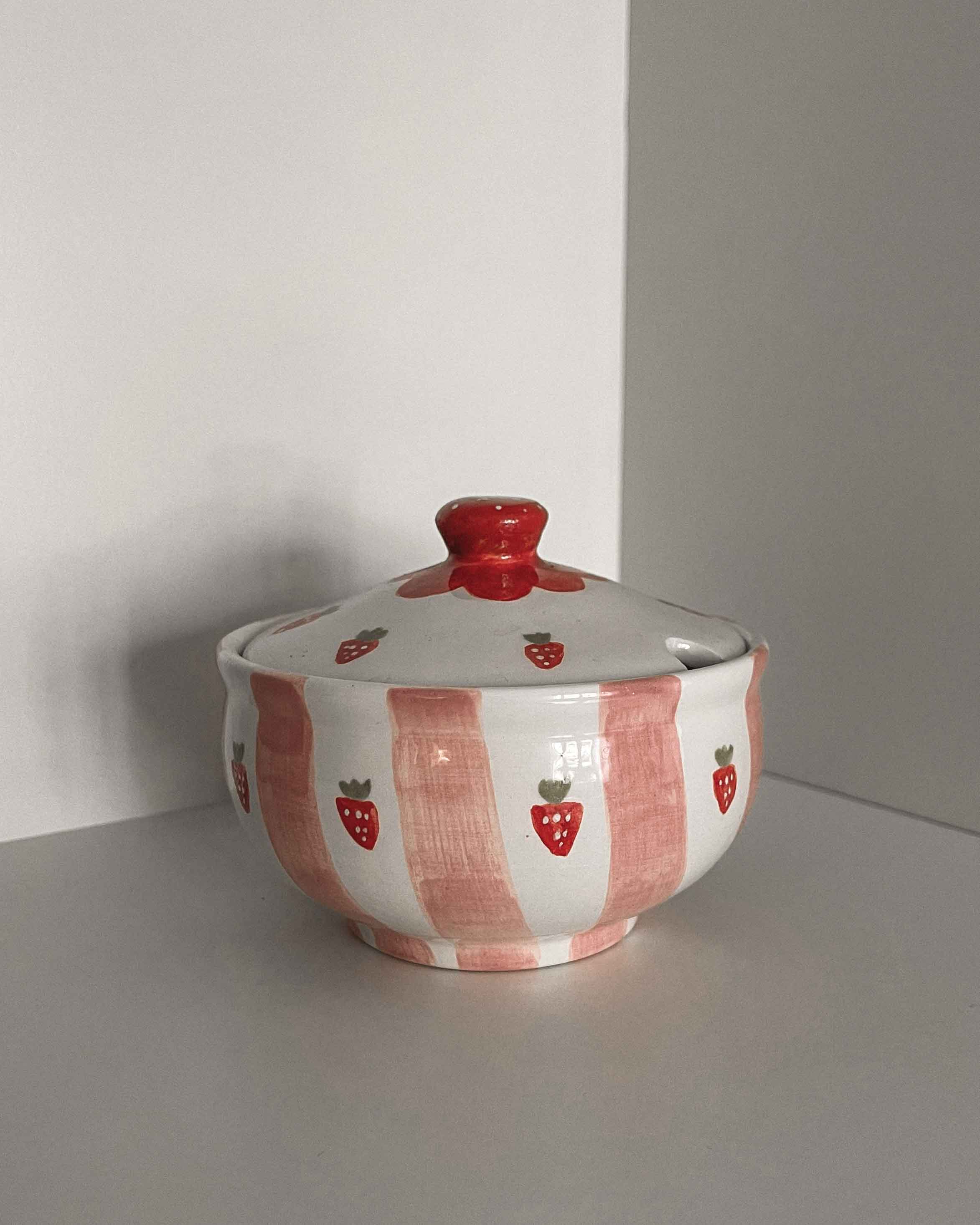 Berry Stripe Sugar Bowl