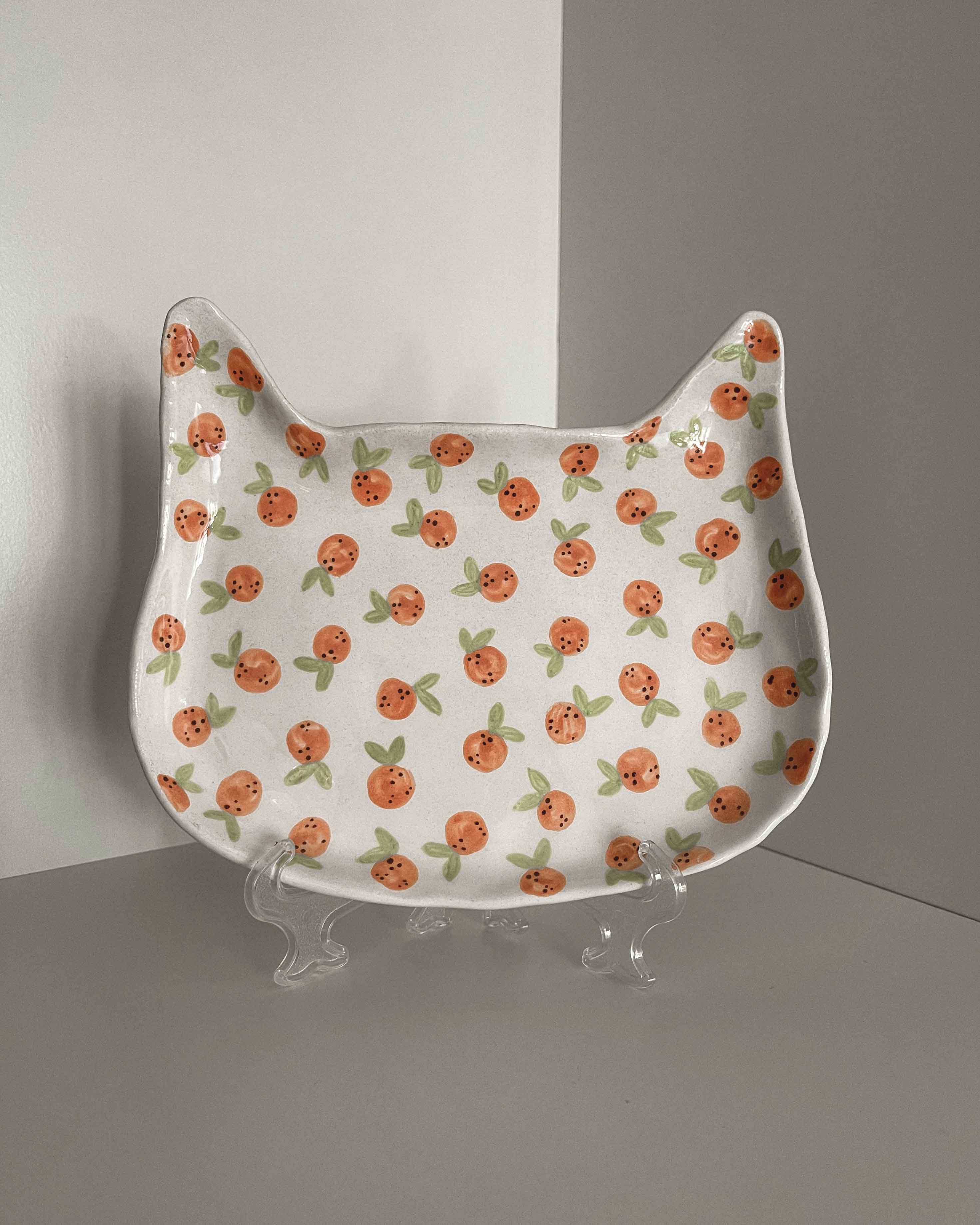 Orange Pattern Cat Side Plate
