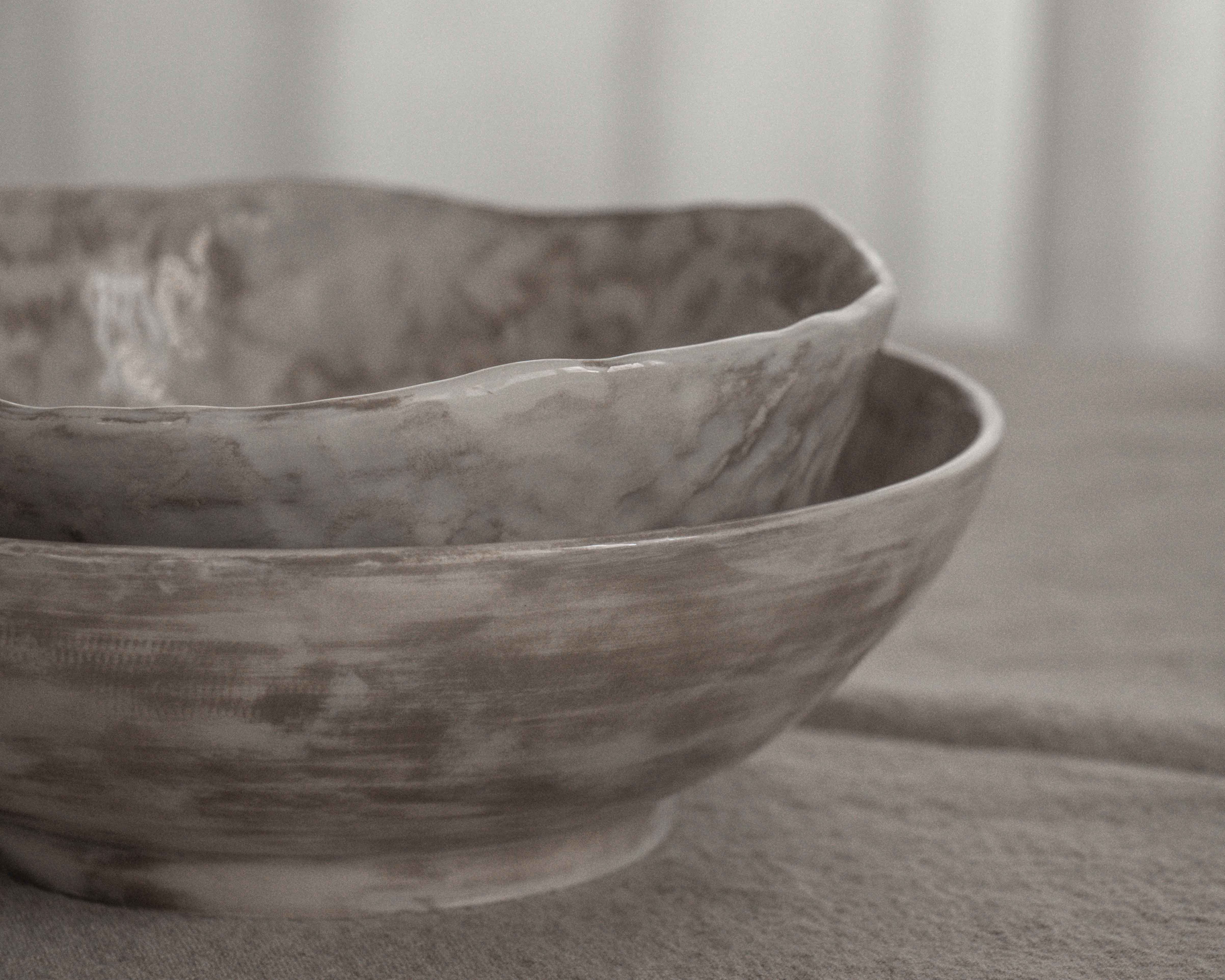 Ramen / Salad Bowl with Round Edge in Stone