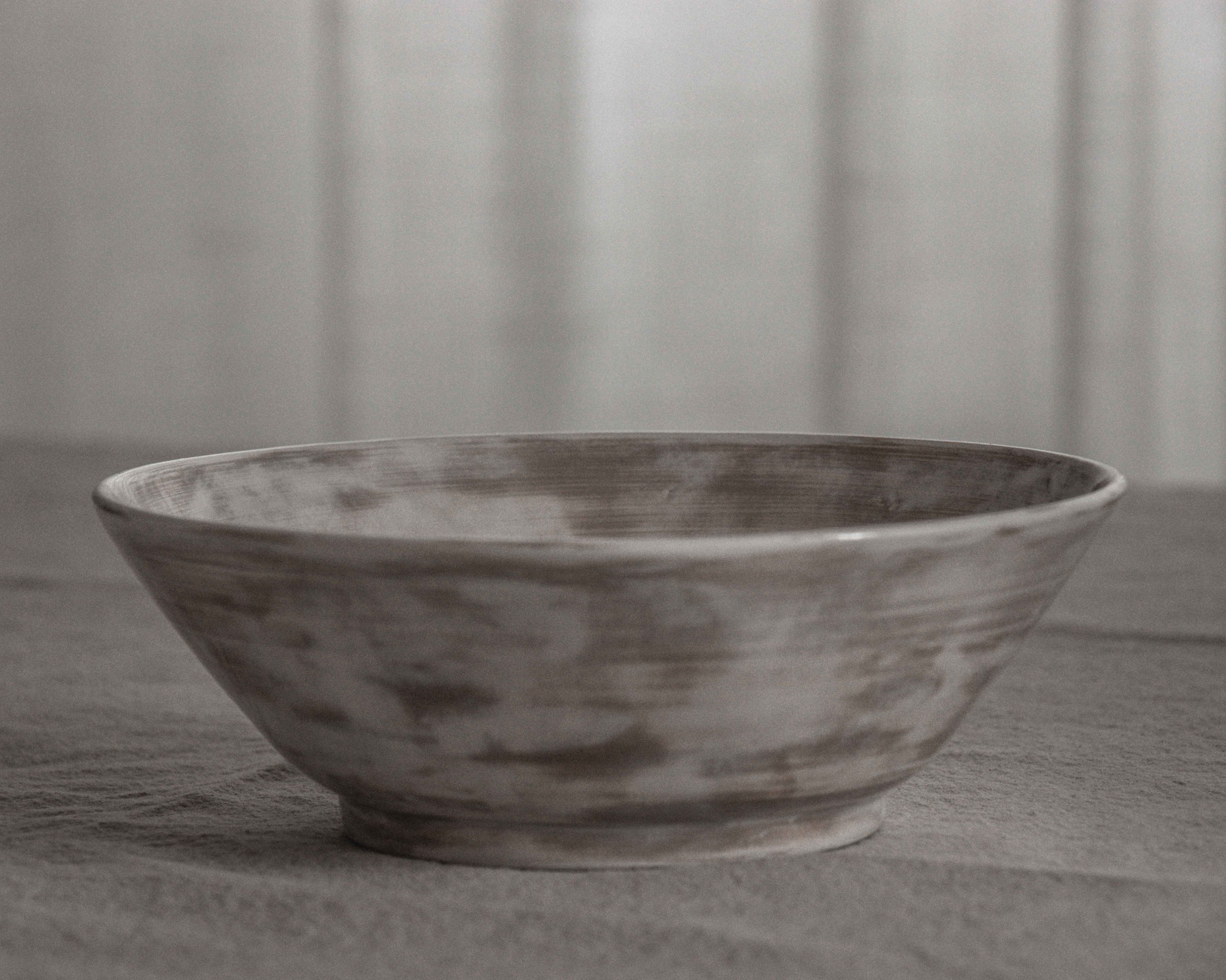 Ramen / Salad Bowl with Wide Edge in Stone