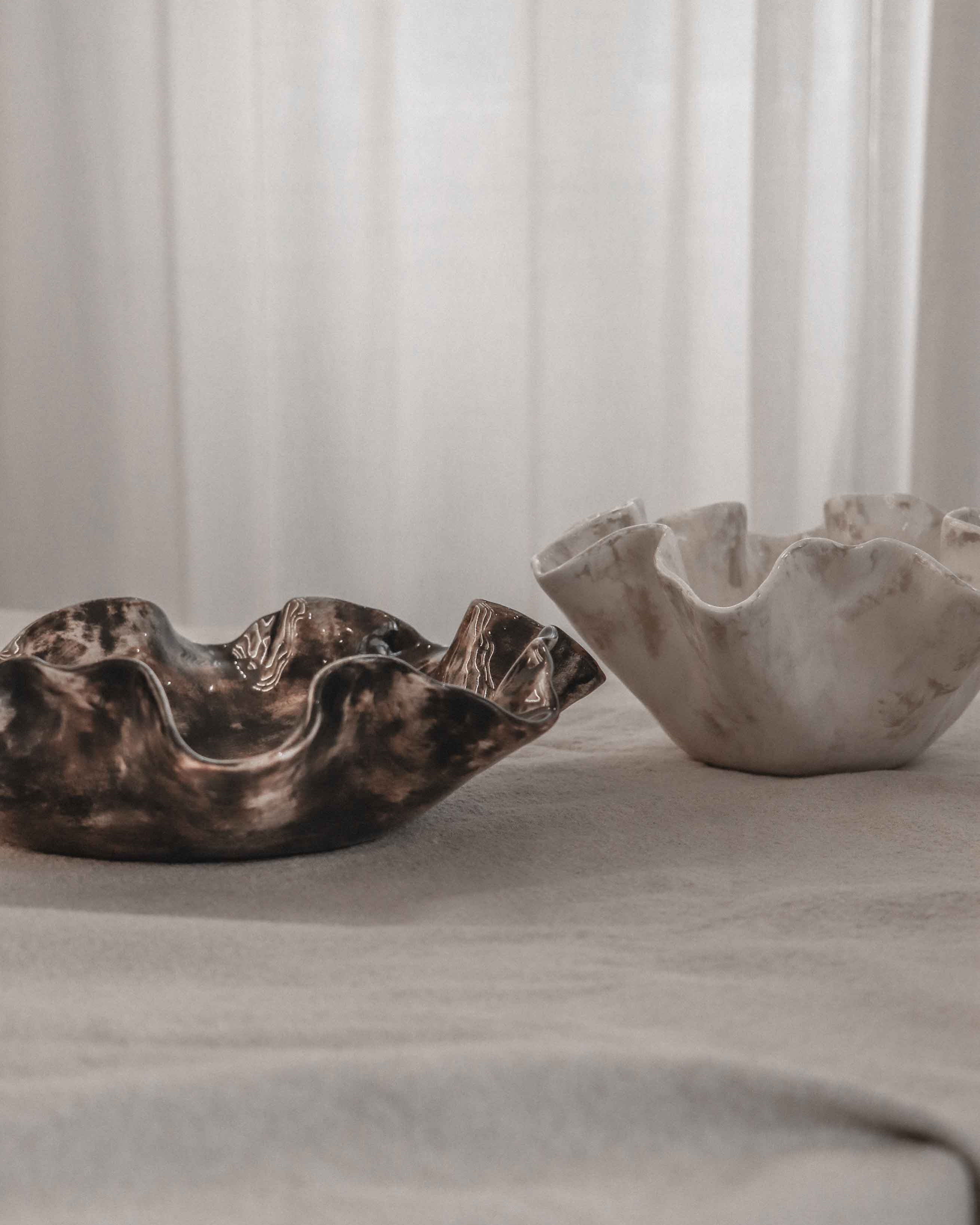 Sculptural Serving Bowl with Irregular Edges in Stone
