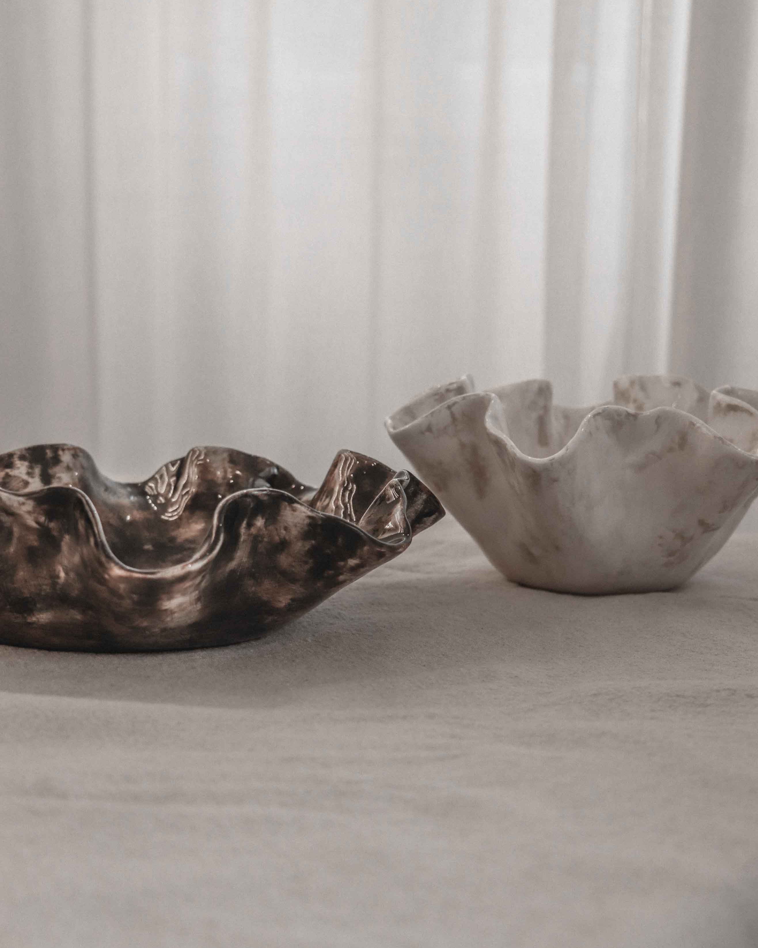 Sculptural Serving Bowl with Irregular Edges in Stone