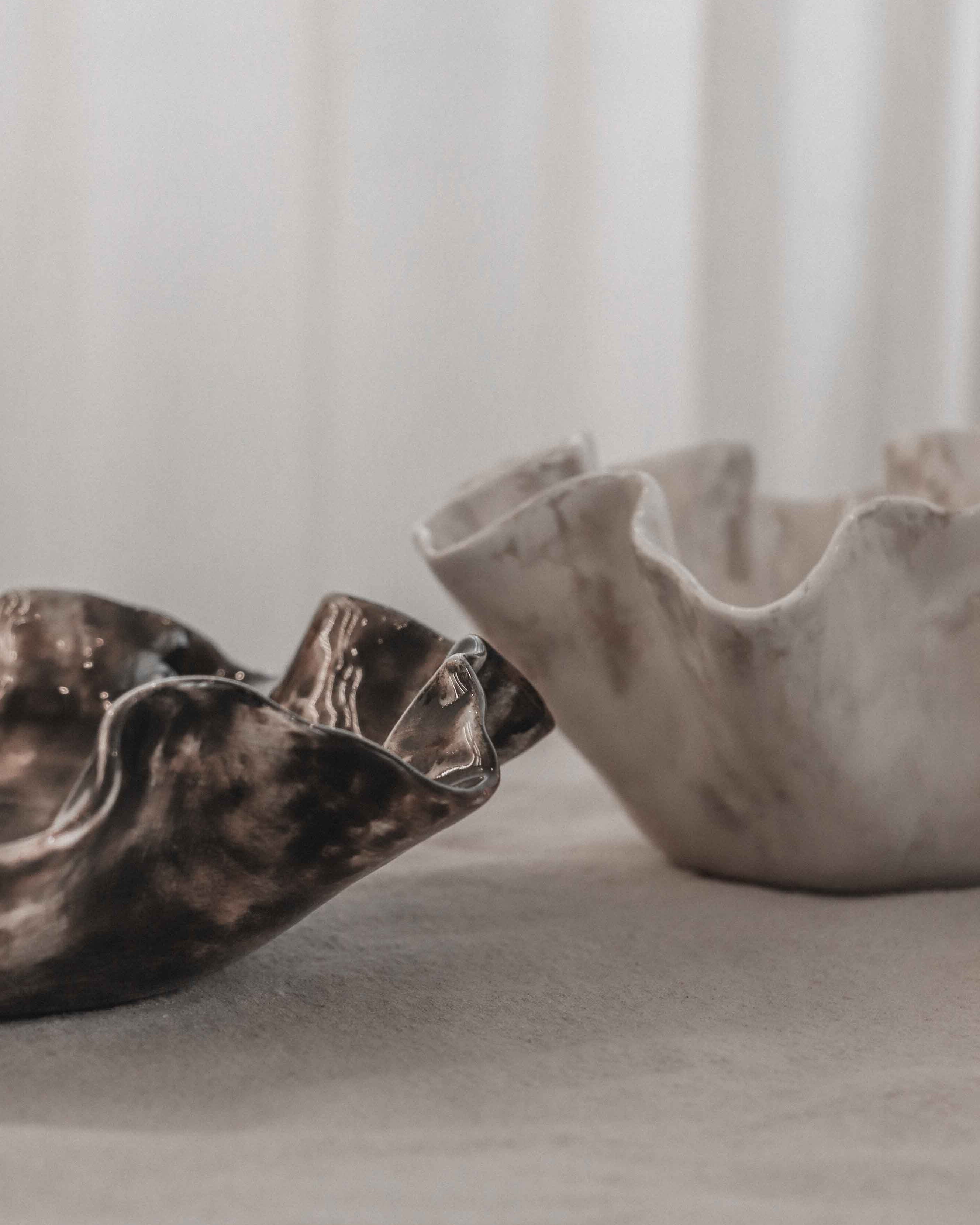 Sculptural Serving Bowl with Irregular Edges in Stone