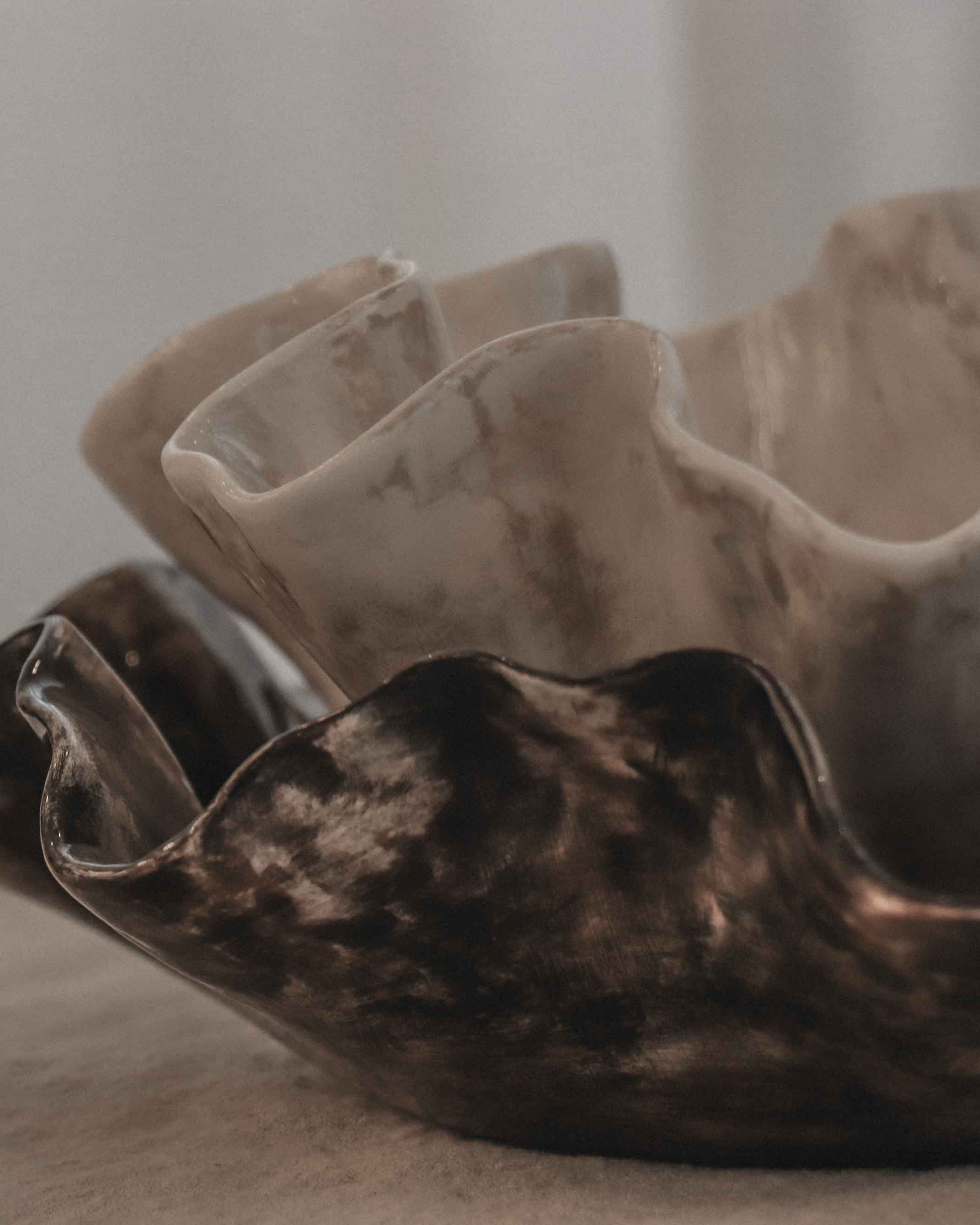 Sculptural Serving Bowl with Irregular Edges in Stone