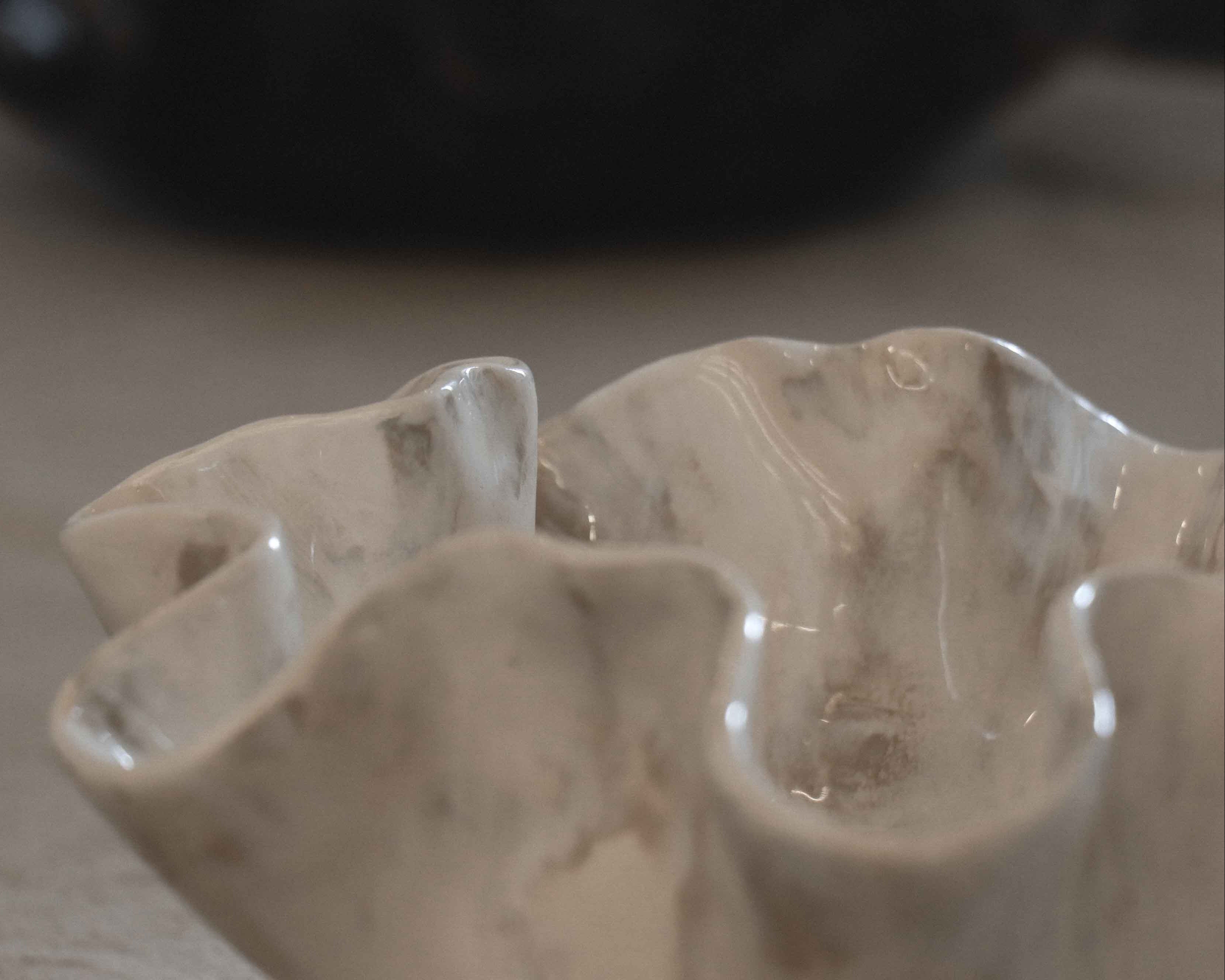 Sculptural Serving Bowl with Irregular Edges in Stone