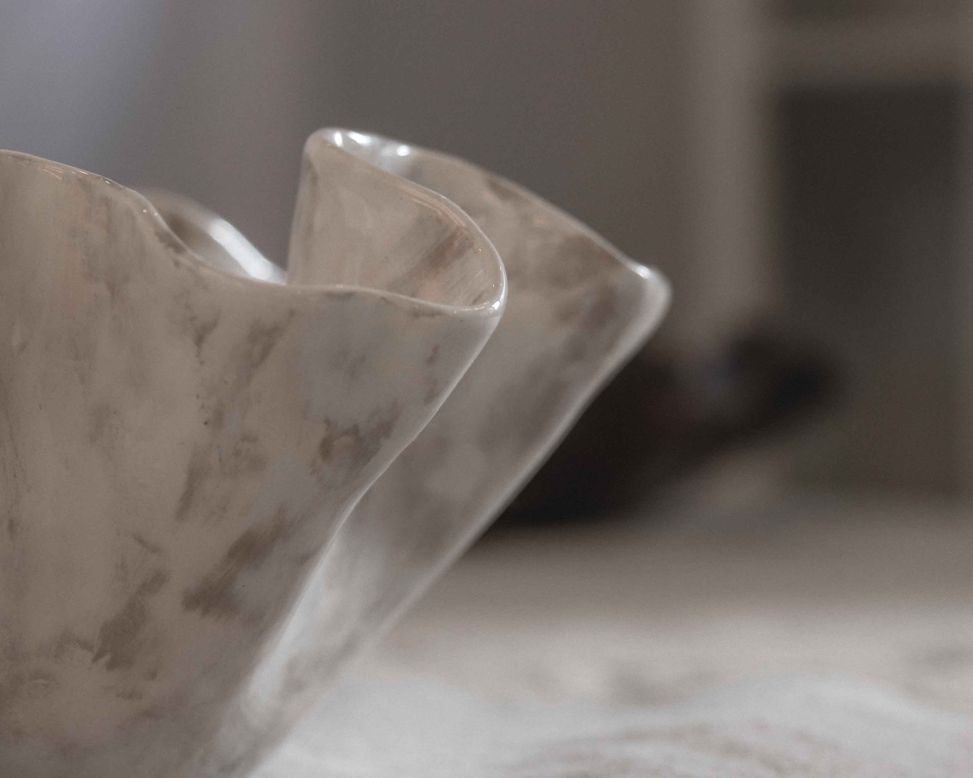Sculptural Serving Bowl with Irregular Edges in Stone