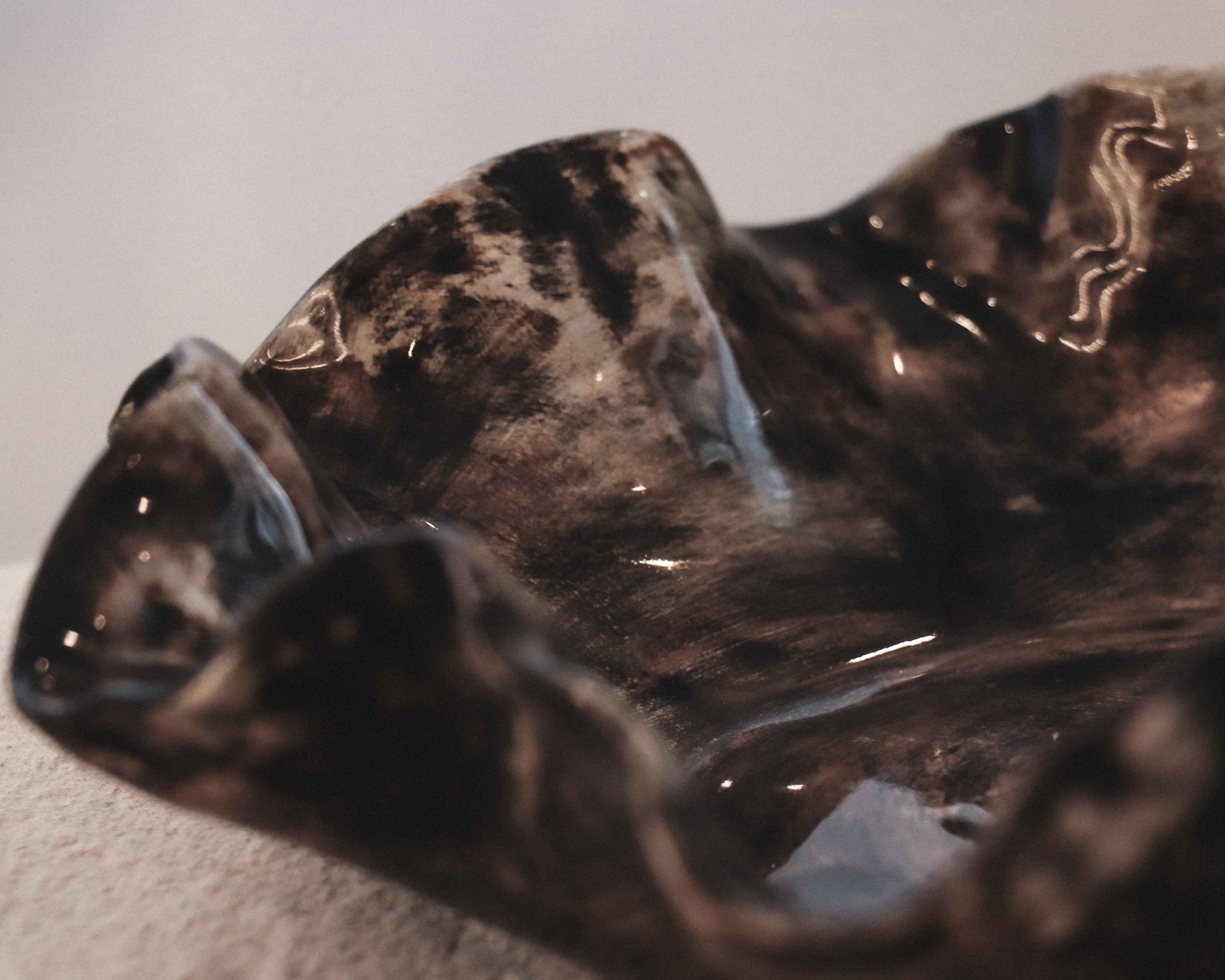 Sculptural Serving Bowl with Irregular Edges in Espresso