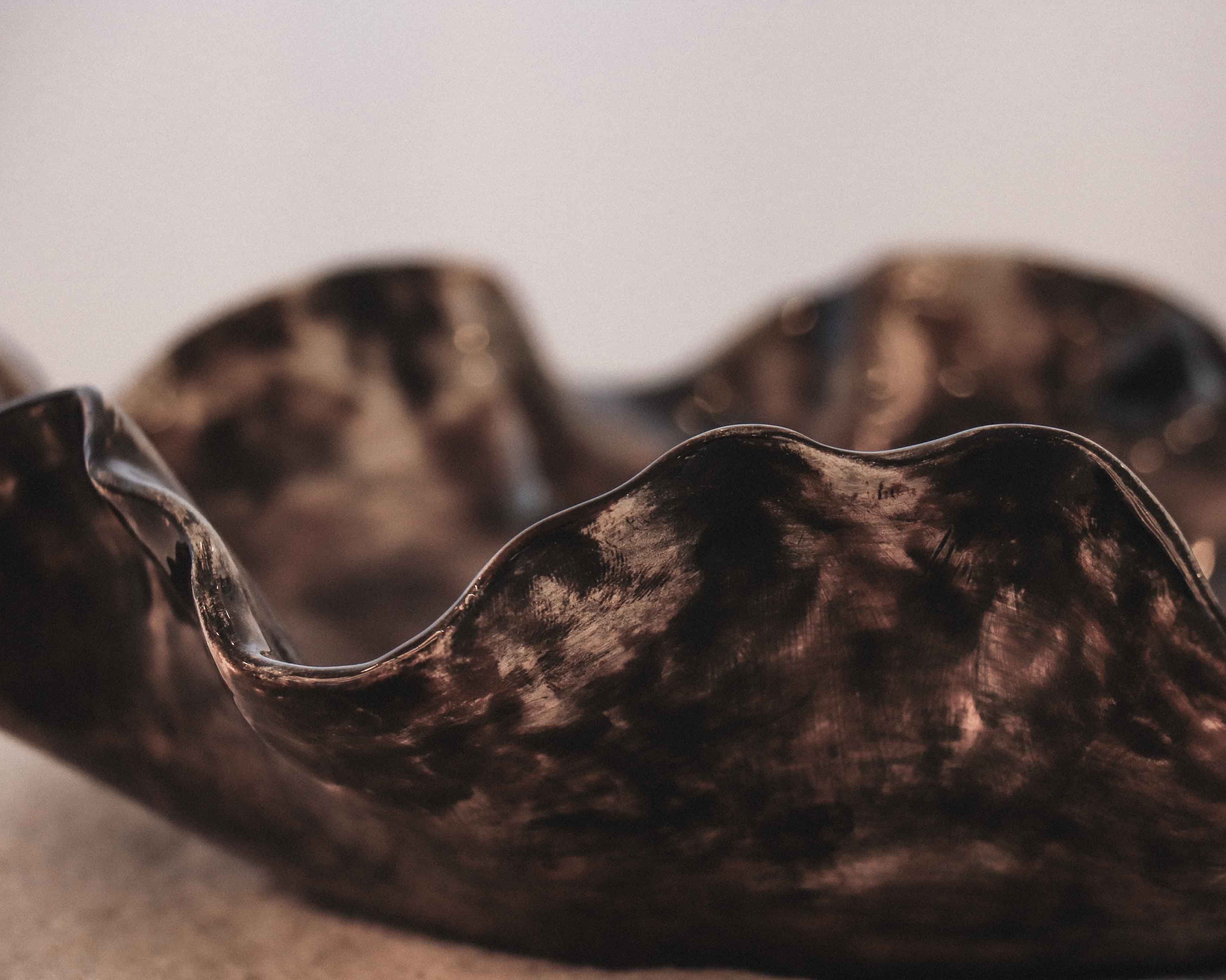 Sculptural Serving Bowl with Irregular Edges in Espresso