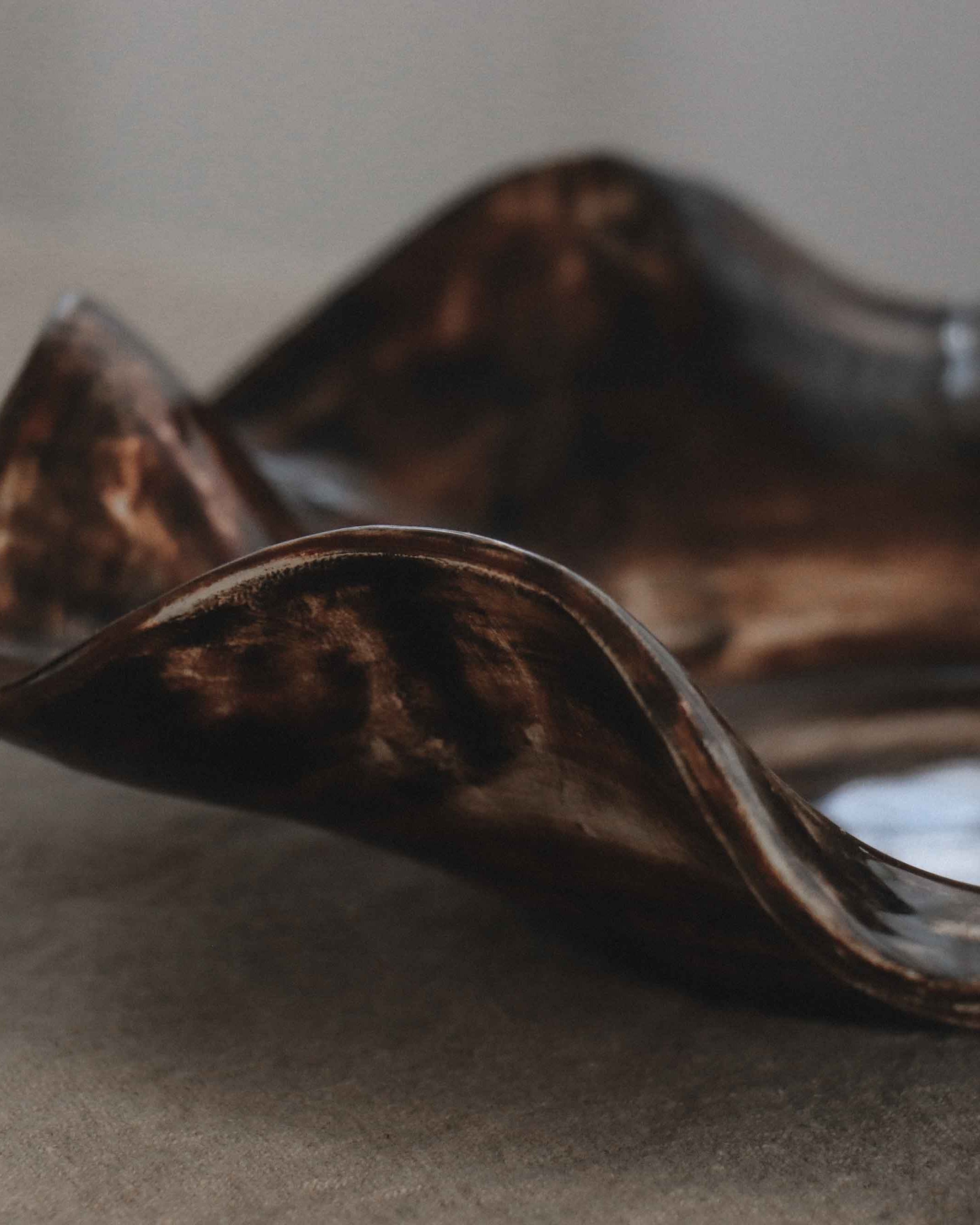 Salad / Pasta Plate with Shell Rim Design in Espresso